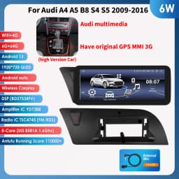 10.25"Android 12 Auto Car radio For Audi A4 A5 B8 S4 S5 2009-2016 Multimedia Video player 4G Carplay GPS navi Stereo QLED Screen