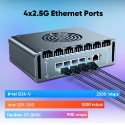 Solid Firewall Mini PC With FAN Intel I7 13620H I3 1215U 8505 4x2.5G LAN I226-V DDR4 NVMe Router Home Server Industrial Computer