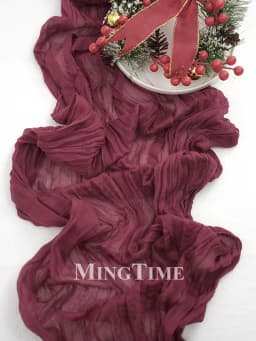 Pleated Table Runner Semi-Sheer Gauze Sage Cheesecloth Table Dining Vintage Wedding Party Bridal Christmas Decoration