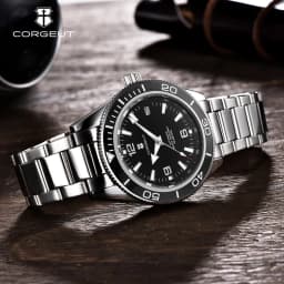 Gustom Logo Automatic Mechanical Men Watch 41mm NH35 Movement Sapphire Steel Strap Watch Waterproof Luminous 90 Ring Corgeut