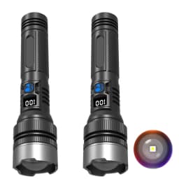 900000LM Powerful LED Flashlight Zoom Torch with Digital Display Portable Type-c Rechargeable Flashlights for Camping Hiking