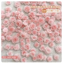 50PCS 3D Mix Sizes Beautiful Blossoming Rose Flowers Resin Adhesive Nail Art Rhinestones Decorations Manicure Kawaii Charms