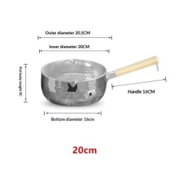 【S】Stainless Steel Soup Pot Snow Pot Flat Bottom Non-Stick Wok Solid Wood Handle With Hook Stew Pot Milk Pot Kitchen Cookware