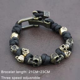 Vintage Skull Bracelet for Men Creative Adjustable Handmade Woven Bangles Punk Hip Hop Motorcycle Jewelry Accessories Wholesale