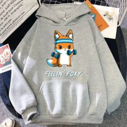 Cute I Don't Give A Fox Cute Animal Kawaii Hoodie Loose Fleece Pullover Hip Hop Hoodies Streetwear Cartoon Women Men Sweatshirts