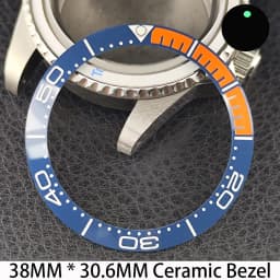 Sloping 38mm * 30.6mm Ceramic/Aluminum Bezel GMT and Diving Watch Insert Fits for 40mm Men's Watch Case Bezel Replacement Insert