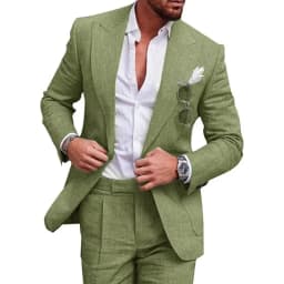High Quality Linen Suits for Men 2 Piece One Button Male Suit Slim Fit Fashion Casual Wedding Party Solid Smart Casual Suits Man