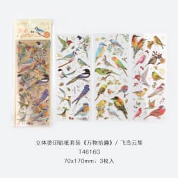 3sheets dragonfly feathers birds marine creatures hot stamping PET stickers DIY handmade materials scrapbooks decorative