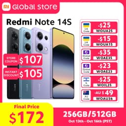 Xiaomi Redmi Note 14S Smartphone Global Version 8GB RAM 200MP Camera MTK Helio G99 CPU 120Hz 6.67" AMOLED Display 67W 5000mAh