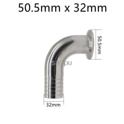 SAP 19/25/32/38/51mm SS304 Sanitary Hose Barb Pipe Fitting 1.5/2" Tri Clamp 90 Degree Elbow Hose Adaptor Clamp Hose Barb Fitting