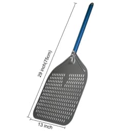 12" Hard Anodized Perforated Pizza Peel Rectangle Pizza Turning Shovel Set Aluminum Pizza Peel Paddle 40cm Long Silicone Handle