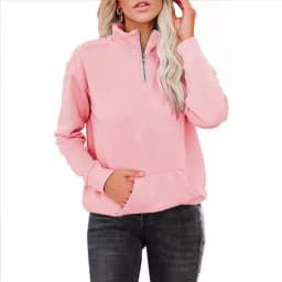Solid Zip-Up Stand Collar Long Sleeve Sweatshirt Women's Casual Streetwear