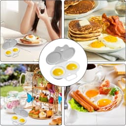 Microwave Egg Poacher Reusable Microwave Eggs Steamer 2 Cavity Nonstick Poached Egg Maker with Lid Egg Mold Kitchen Gadgets