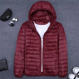 Men's Short Hooded Ultra-Thin Cotton Jacket Lightweight Fashionable Versatile Winter Outerwear Slim Fit Style Regular Length