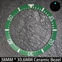 Sloping 38mm * 30.6mm Ceramic/Aluminum Blue Luminous Bezel GMT and Diving Watch Insert Fit for 40mm Watch Case Replacement Watch