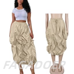 FAGADOER Casual Ruched Patchwork Lantern Sleeve Pants Women High Waist Drawstring Patchwork Pants Female Streetwear Trousers New