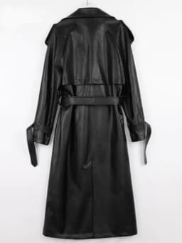 Mauroicardi Spring Autumn Black Long Soft Pu Leather Trench Coat for Women Sashes Loose Casual White Waterproof Overcoat 2025