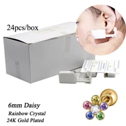 24pcs/Box Disposable Ear Piercing Gun Safe Ball Clasps Mini Daisy Crown Earring Piercer Machine Tool For Adult Kids Wholesale
