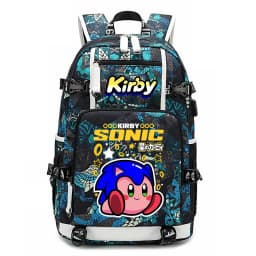 Kirby Cartoon Print Student Backpack Large Capacity Travel School Bag for Kids Teens