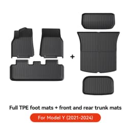 YZ For Tesla Floor Mat Model Y 2021-2026 Model 3 Highland Car Trunk Mat Luggage Mat TPE Waterproof Anti-Slip Set Floor Liner Mat