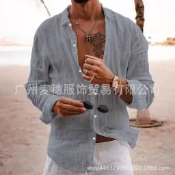 2026 Men's Cotton Linen Shirts Top Simple Laple Solid Man Shirts Tops Comfortable Loose Casual Holiday Shirts for Men Blouses