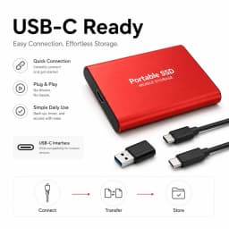 4TB Slim External SSD Portable Type-C Hard Drive USB 3.1 Storage for Mac Laptop PC Phone Backup Data
