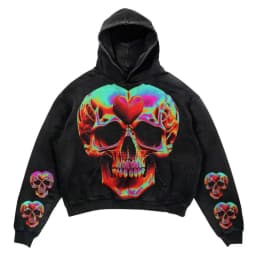 Retro hooded sweatshirt skull print flame Y2K retro hooded pullover jacket street style goth casual fashion men's Harajuku top