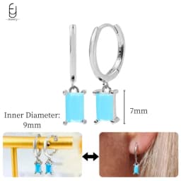 925 Sterling Silver Needle Exquisite Turquoise Silver Earrings for Women Blue Crystal Geometry Pendant Earrings Luxury Jewelry