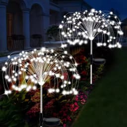 Solar Firework Lights 60-420LED Garden Stake Lamp 8 Modes Waterproof IP54 Rating Warm White White Colorful Pathway Party Decor