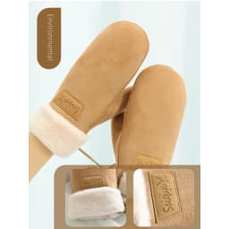 Winter Women Keep Warm Thickened Fleece Suede Halter Gloves Cute Lovely Sweety Cold Protection Mittens