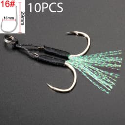 10 Pairs Cast Jig Assist Hook High Carbon Steel Angle Barbed Thread Feather Fishing Tackle Slow Jigging Tool Pesca Lure Fishhook