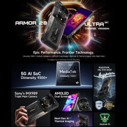 Ulefone Armor 28 Ultra 5G AI Rugged Phone 6.67" 16GB+1TB Thermal Imaging Night Vision 10600mAh Dimensity 9300 NFC Smartphone
