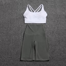 Nylon Yoga Set Gym Two Piece Sets Womens Bra Top Women Cycling Shorts Sport Fitness Sportswear 45 Colors Womens Clothing
