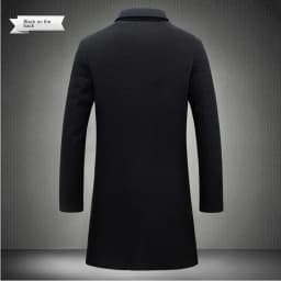 2024 Spring Autumn New Long Cotton Coat New Wool Blend Pure Color Casual Business Fashion Men's Clothing Slim Windbreaker Jacket