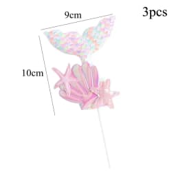 3pcs Mermaid Tail Sequin Cake Topper Muffin Cupcake Toppers for Mermaid Themed Wedding Supply Birthday Party Cake Decorations