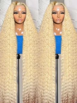 613 Deep Wave Frontal Wig 13x6 HD Water Wave Lace Front Wigs 220 Density 30 38 Inch Honey Blonde 13x4 Transparent Curly Lace Raw Remy Frontal Wig