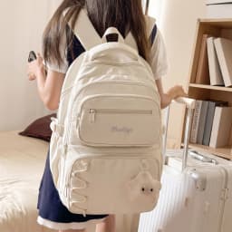 Women Backpack Lightweight Korean Style Nylon Multi-Pocket Travel Daypack Cute