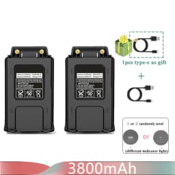 Baofeng UV 5R Battery Type-C Charger Thicker 3800mAh BL-5 For Walkie Talkie Radio UV-5RC UV-5RE BF-F8 BF-F8HP GT-5R BF-F9 UV-5X3
