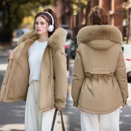 Winter Jacket 2026 New Women Parka Clothes Mid Length Coat Wool Liner Hooded Jacket Fur Collar Thick Warm Snow Wear Padded Parka