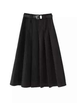 Gray Woolen High Waist A-Line Midi Skirt Women's Autumn New Style Slimming Drapey Pleated Skirt Korean Style Commute