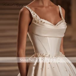 Lceland Poppy Customized A Line Mikado Satin Wedding Dresses Pleated Sleeveless Beaded Bridal Gowns with Chapel Train