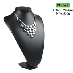 Exhibitor 6 Options Black PU Jewelry Display Faux Leather Mannequin Necklace Pendant Jewelry Bust Neck Display Stand Holder