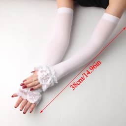 Summer Sunscreen Lace Half Sleeve UV Protection Ice Silk Arm Sleeves Lady Driving Cycling Long Gloves Hand Protector Cover