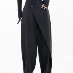 Matakawa Irregular Solid Women Pants Spring Autumn Loose Streetwear Pantalones De Mujer Fashion Patchwork Wide Leg Trousers