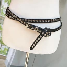 Adjustable PU Leather Double Circle Waist Chain Y2K Wide Belt Women Punk Retro Double Layer Hole Belt Silver Color Buckle Belts