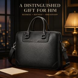 Men's Genuine Leather Briefcase Business Handbag Premium Office Work Commuter Carry Bag Luxury Gift for Men