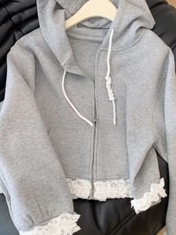 Lace Patchwork Sweet Hoodies Women Spring Preppy Style Long Sleeve Cute Sweatshirt Fashion Pockets Female Loose Korean Tops New