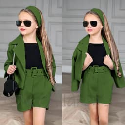Customized Girl Outfit Solid Yellow Notch Lapel Girl Suits High Quality Party Birthday Children Clothing(Jacket+Short Pants)