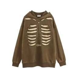 Autumn Winter Ripped Hole Skeleton Design Punk Hip Hop Hoodie Men Women High Street Vintage Oversize Hoodies