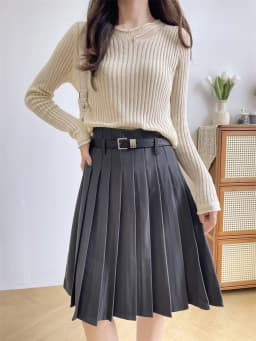 White A-Line Midi Skirt High Waist Pleated Versatile Summer New Style Slimming Half Body Skirt for Trendy Girls
